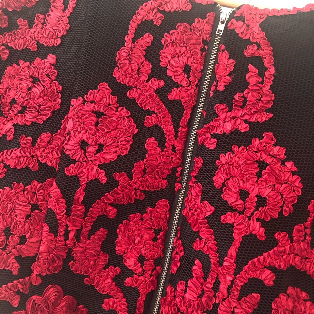 Deep Red Structured Dress - Picture 2 of 4